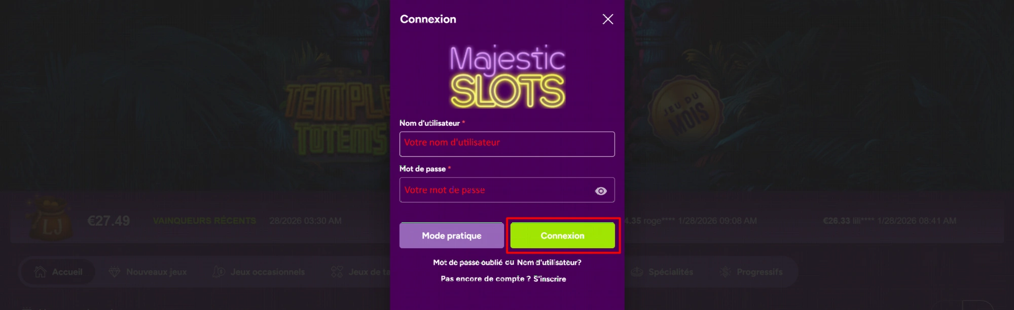 Étape 2 de connexion